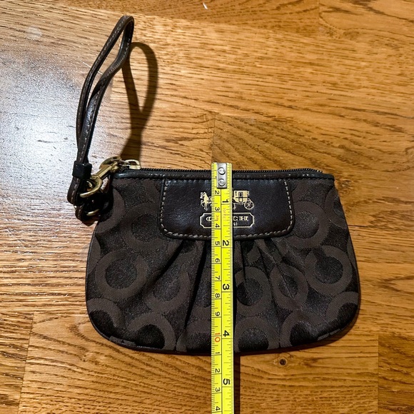 Coach Signature C Print Brown With Gold Colored Hardware and Logo Small Wristlet - Picture 7 of 8